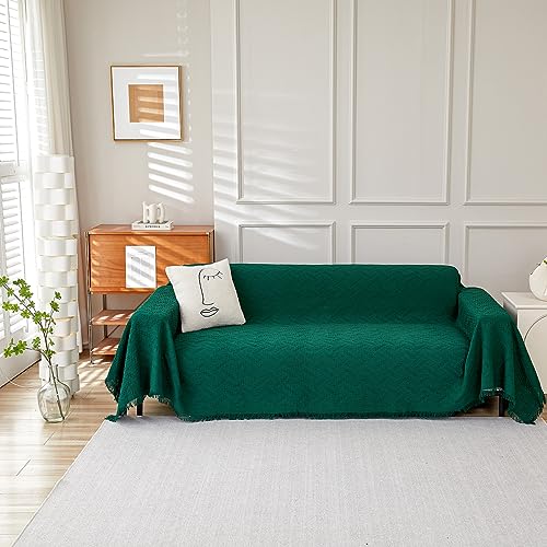 AIVIA Armless Loveseat Cover Sheet Blanket, Anti Slip Throw Cushion Covers for 2 Seater Armless Couches, Love-Seat Furniture Decor Slipcovers Protector for Dogs Cats (71” x 91” Blackish Green) - color: Blackish Green, size: 71” x 91”