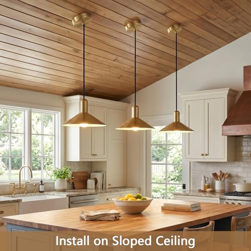 KCO Lighting Mid Century Modern Dome Pendant Light Large Farmhouse Island Lighting Gold Barn Pendant Lights Brass Kitchen Hanging Lights - color: Gold
