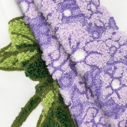 Alysheer Hydrangea Embroidered Decorative Throw Pillow Covers 18"x 18" Set of 2, Purple Lilac Floral Tufted Patterned Cotton Cushion Cases for Couch Bed Living Room Decor - color: Hydrangea Purple, size: 18" x 18" (Pack of 2)