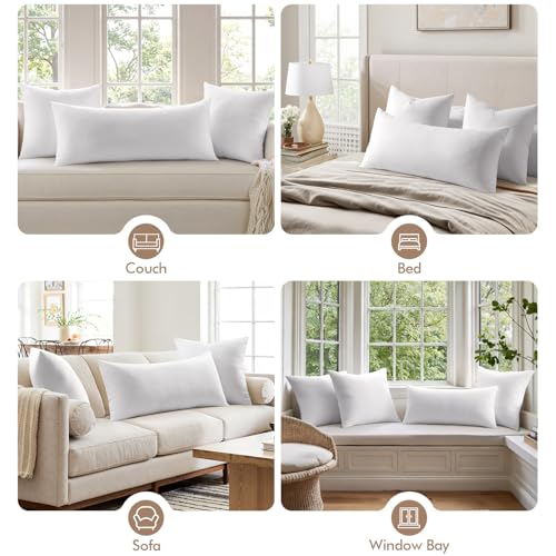 MIULEE 14x36 Inch Premium Lumbar Throw Pillow for Bed Sofa Couch Virgin Microfiber with 100% Cotton Cover Decorative Throw Pillow Insert Stuffer Form - size: 14x36 Inch (Pack of 1)