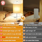 Lynnoland Set of 2 Touch Wood Table Lamps, Bedroom Lamps with 2 USB AC Outlet, 3-Way Dimmable Bedside Nightstand Lamps for Bedroom Living Room Nursery, 800 Lumens 2700K Bulbs Included - color: (2 Pack)Beige & Wood(Base)-2700K Bulbs Included