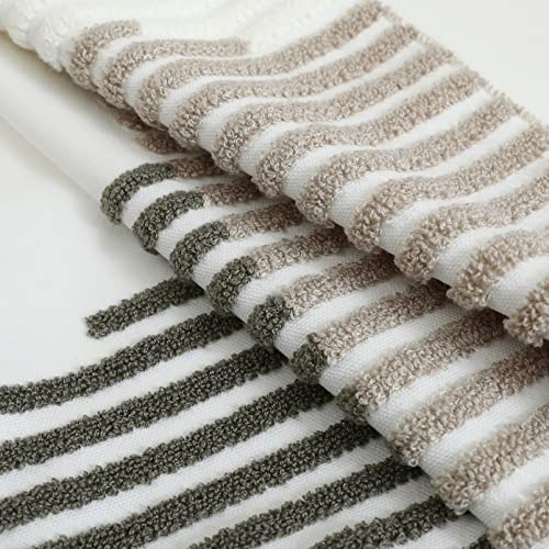 Modern Striped Embroidered Throw Pillow Covers 20x20 Set of 2 Textured Neutral Patterned Cotton Boho Pillow Covers Spring Decorative for Couch Bed Living Room Outdoor Grey & Cream White - color: Grey and White, size: 20" x 20" (Pack of 2)
