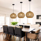 Farmhouse Rattan Pendant Lights 13.8" Wicker Hand-Woven Wicker Chandelier 1-Light Coastal Seagrass Hanging Light Fixture for Kitchen Island Bedroom Dining Room Hallway Entry Bar Restaurant - color: Coffee-A