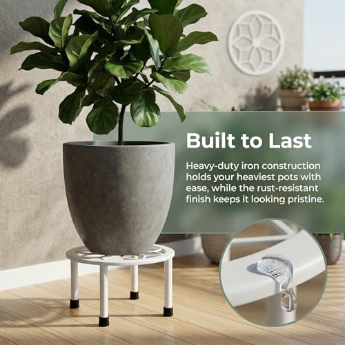 Metal Plant Stand Indoor Outdoor,Indoor Plant Stands for patio rust proof,Heavy Duty Flower Pot Stands for Multiple Plant,Black Potted Plant Holder for Garden Home (5 Pack White) - color: White