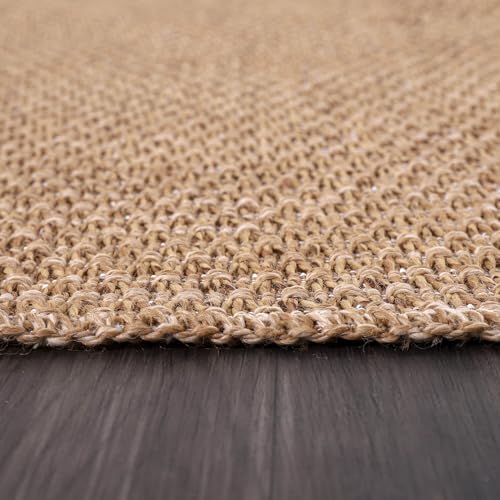 Easy Jute Rug 6x9 Indoor Outdoor Natural Rugs Solid Fiber Rug Woven Area Rug Boho Easy Clean Inside Carpet for Living Room Bedroom Dining Room Hallway or Outdoor Patio Porch (6 X 9 Natural) - color: Natural/Beige, size: 6' x 9' (Rectangular)