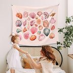 WAITPI Pink Beach Coastal Tapestry Wall Hanging for Bedroom, Ocean Seashell Wall Tapestries, Pink Beach Coastal Walls Hanging Room Decor Tapestry for Girls Women Home Living Room Dorm 50x60 inch - size: 60"L x 50"W