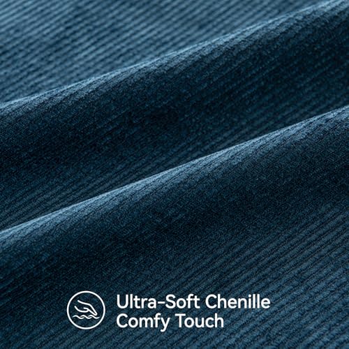 a moment Pack of 2 Decorative Chenille Throw Pillow Covers with Twill Cushion Covers for Sofa Living Room Couch Bed18x18 Inch,Crafted Border Blue - color: 1.crafted Border Blue, size: 18" x 18" (Pack of 2)