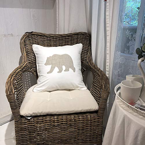 Animal Cotton Throw Pillow Covers Bear Pattren Embroidered 18x18 Inches for Couch Cushions Covers (White) … … - color: Bear-white