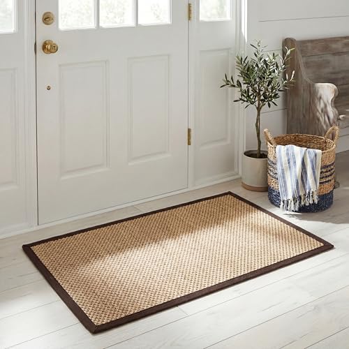 SAFAVIEH Area Rug 2x3 - Natural Fiber Collection - Maize & Brown, Sisal, Woven Design with Border (NF141C) - color: Maize/Brown, size: 2' x 3' (Rectangular)