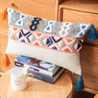 vctops Boho Tufted Throw Pillow Cover with Tassels, Bohemian Geometric Embroidery Cushion Cover Square Decorative Pillowcase for Sofa Couch Bedroom Home Decor, 18"x18" - size: 12"x20"
