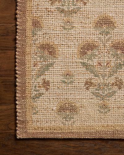 Loloi Chris Loves Julia Rue Collection RUE-01 Wheat/Sage 2'-3" x 3'-9" Accent Rug Jute Neutral Floral Living Room Bedroom Rug - color: Wheat / Sage, size: 2'3" x 3'9" (Rectangular)