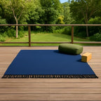 Open Road Goods Solid Color Mexican Yoga Blanket – Large Handwoven Throw for Yoga, Beach, Camping or Home – Soft and Durable Cotton Blend - color: Slate Blue Blanket