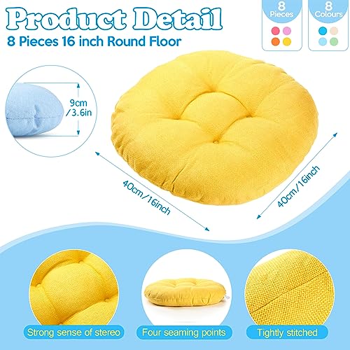 Fumete 8 Pcs 16 Inch Floor Cushions Pillow for Kids Bulk Classroom Round Flexible Seating Floor Cushions for Students Home Daycare School Reading Corner Yoga Meditation Picnic (Fresh Candy) - color: Fresh Candy