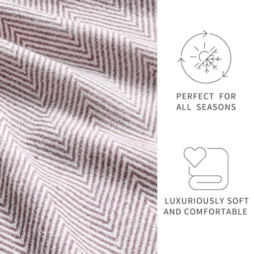 BOURINA Herringbone Throw Blanket,Soft Lightweight Cozy Throw for Bed Couch Decorative Blanket, Purple 50" x 60" - color: Purple, size: 50"x60"