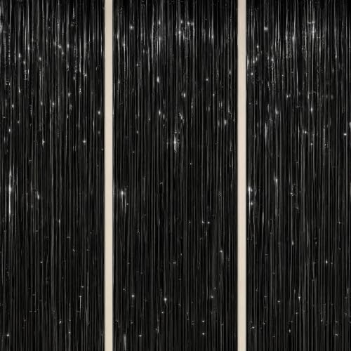 DECOCKRAT 3 Pack Foil Fringe Backdrop - Black Shiny Tinsel Curtains for Party Decoration/Photo Booth Props - 3.3x8.2 FT Metallic Foil Backdrop for Birthday, Wedding, Graduation, Christmas. - color: Black