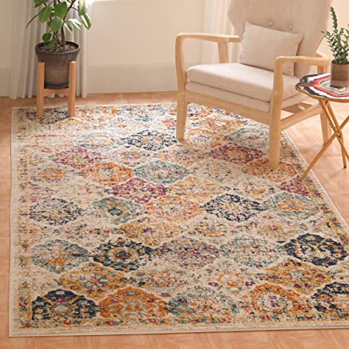 SAFAVIEH Madison Collection Accent Rug - 3' x 5', Cream & Multi, Boho Chic Distressed Design, Non-Shedding & Easy Care, Ideal for High Traffic Areas in Entryway, Living Room, Bedroom (MAD611B) - color: Cream/Multi, size: 3' x 5' (Rectangular)