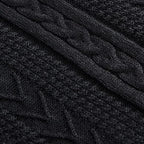 Longhui bedding Black Acrylic Cable Knit Sherpa Throw Blanket - Thick, Soft, Big, Cozy Knitted Fleece Blankets for Couch, Sofa, Bed - Large 60 x 80 Inches Coverlet All Season - color: Black, size: 60"x80", Oversize