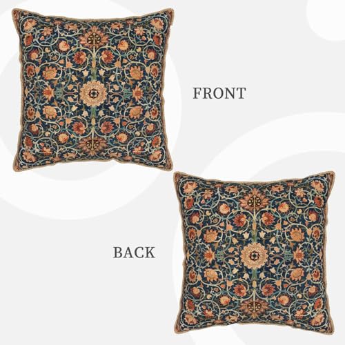 Floral Vintage Velvet Pillow Covers 18x18 In Orange Bohemian Tapestry Art Deco Throw Pillows for Couch Soft Durable Cushion Covers Pillowcase Antique Boho Flower Pillow Cases for Sofa Bed Living Room - color: Vintage Floral, size: 18" x 18" (Pack of 1)