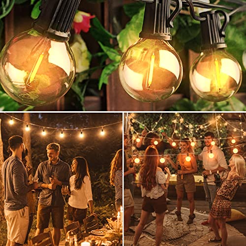 OHLUX Outdoor String Lights, 55FT Shatterproof LED Patio Lights with 26 Dimmable Plastic G40 Bulbs, 2200K Waterproof Connectable Hanging String for Backyard Cafe Porch Deck E12 Base - size: 55FT