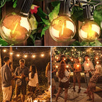 OHLUX Outdoor String Lights, 55FT Shatterproof LED Patio Lights with 26 Dimmable Plastic G40 Bulbs, 2200K Waterproof Connectable Hanging String for Backyard Cafe Porch Deck E12 Base - size: 55FT