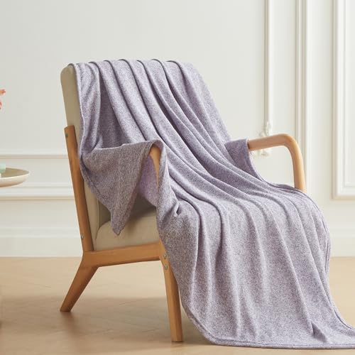 COOVA Lightweight Knit Throw Blanket for Couch, Decorative Blanket, Soft and Cozy Throw for Sofa, Bed or Chair, Living Room (Light Purple, 60×80 inches) - color: Light Purple, size: 60"x80"