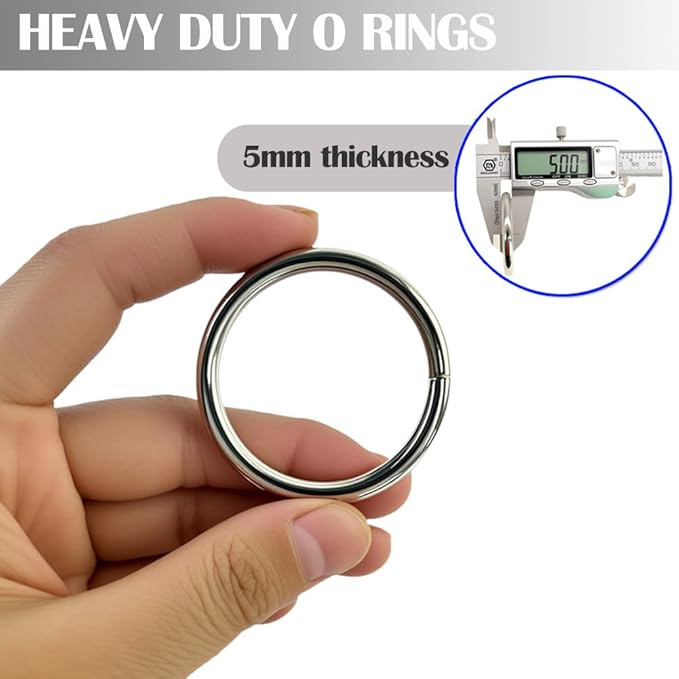 Ewparts Metal Rings 2 inch Macrame Metal Rings for Crafts for Macrame Plant Hangers Dog Collars 10 Pack 5mm Thick Welded Heavy Duty O Ring 2 in Buckle 50mm O Rings for Jewellry Making,Sewing