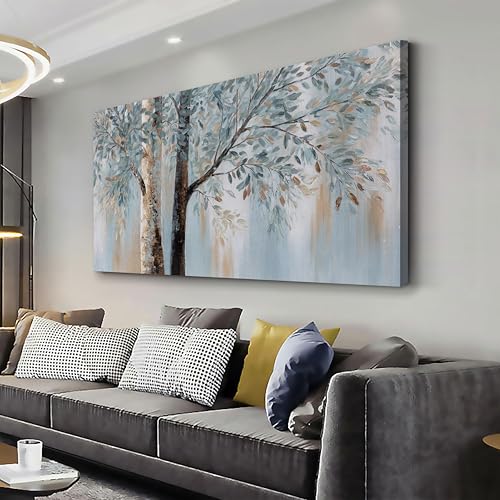 Abstract Wall Art Wall Decor Abstract Tree Painting Wall Decor Modern Retro Home Decor Blue Canvas Painting Framed Artwork for Living Room Bedroom Office 20" x 40" - color: Blue, size: 40"L x 20"W