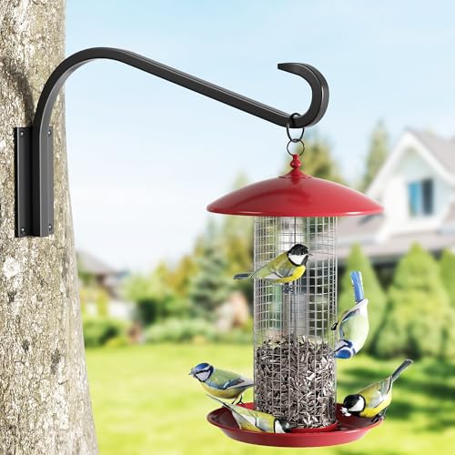 saffruff 16 Inch 2 Pack Plant Hangers for Indoor/Outdoor Wall Mount - Heavy Duty Hanging Plant Holder & Bird Feeder Hooks, Decorative Black Metal Wall Hangers for Plants, Flower Baskets - size: 16-inch 2-pack