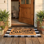 Home Sweet Home Doormat Set, 2-Piece Layered Front Porch Mat Combo, Natural Coir Welcome Mat with Black and White Buffalo Plaid Rug, Farmhouse Outdoor Entryway Decor for Porch, Patio, Home