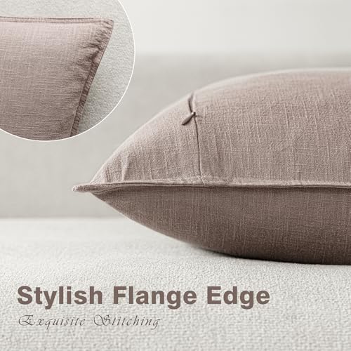 Foindtower Set of 2, Decorative Linen Solid Throw Pillow Covers Soft Accent Euro Cushion Case Boho Farmhouse Pillowcase for Chair Couch Sofa Bedroom Living Room Home Decor 16 x 16 Inch Dusty Pink - color: Rose Dust, size: 16" x 16" (Pack of 2)