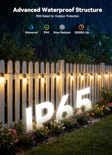 Minetom 31FT Outdoor String LED Patio Lights Waterproof,Shatterproof S14 Vintage Edison Bulbs,Commercial Grade Outside Hanging Lights Waterproof for Porch Deck Garden Backyard Balcony Cafe Bistro - size: 31 FT(9 Sockets)