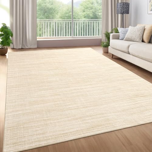9x12 Area Rugs for Living Room Washable Solid Large Bedroom Rugs Non Slip Soft Modern Abstract Dining Room Throw Carpet Minimalist Classic Plain Area Rug for Nursery Kitchen Home Office, Beige - color: Beige, size: 9' x 12' (Rectangular)