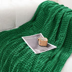 Puncuntex Flannel Fleece Throw Blanket Classic Green 50"×60",Super Soft Plush Cozy Blanket with Square Grid Design Luxury for Couch Sofa Chair - color: Classic Green, size: 50"×60"