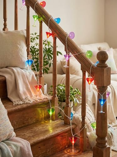 Cocktail Glass String Lights, 8.5FT 10 LED Summer String Lights with UL Certified Plug, Waterproof Tropical Party Decorations for Patio, Connectable Hawaiian Lights for Garden Backyard Bar Decor - color: 10 LED Cocktail Glasses