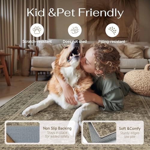 2x6 Washable Runner Rug for Kitchen Hallway Brown Vintage Non-Slip Low Pile Distressed Rustic Carpet Soft Long Throw Rug for Indoor Entryway Bedroom - color: Retro | Brown, size: 2' x 6' (Runner)