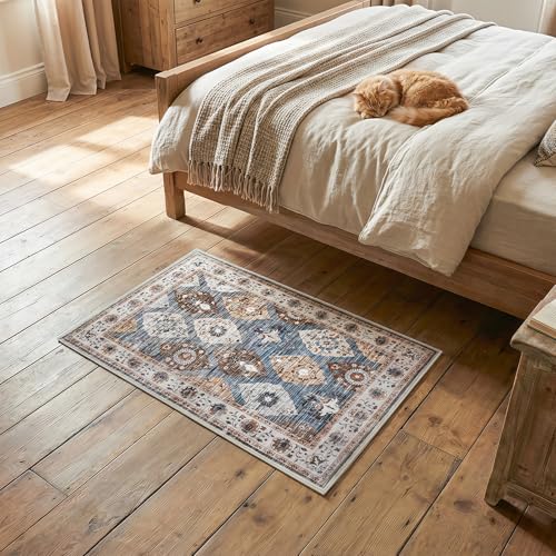 HOOBRO 2 x 3 Area Rugs Washable, Small Rugs for Entryway Kitchen Bathroom Mat Indoor Low Pile Soft Rug, Non-Slip Backing Stain Resistant Carpets, Pet Friendly Machine Washable, Light Blue BU01AR01 - color: Light Blue, size: 2' x 3' (Rectangular)