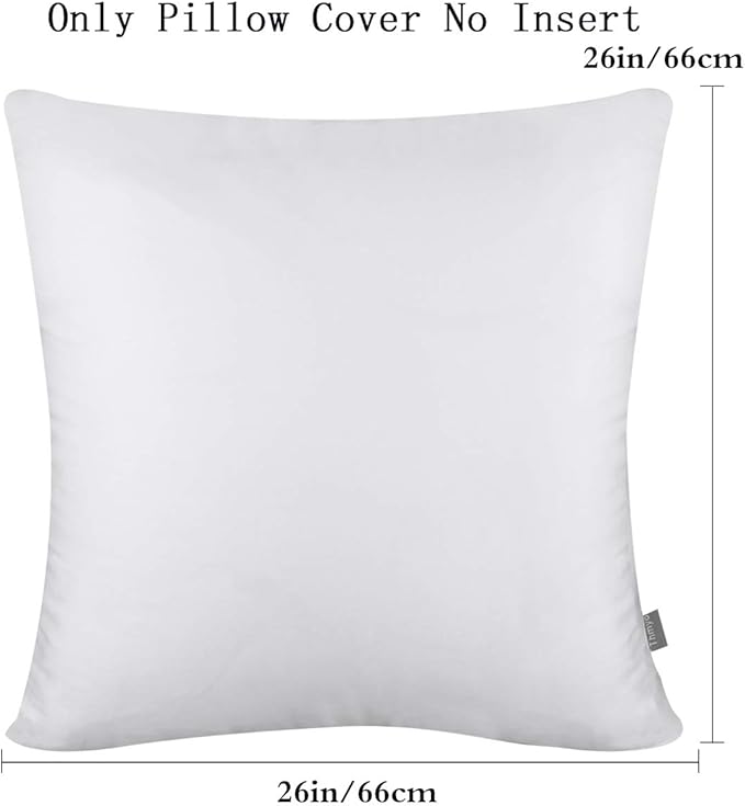 Thmyo 4-Pack 100% Cotton Comfortable Solid Decorative Throw Pillow Case Square Cushion Cover Pillowcase Sublimation Blank Pillow Covers Christmas DIY Throw Pillowcase for Sofa(26x26inch/66x66cm,White)