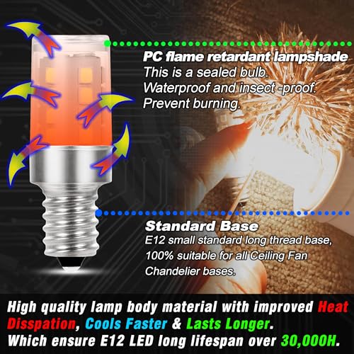 25 Watt Equivalent LED Decorative Candelabra Bulbs Daylight White 6000K 2 Watt 300lm E12 Small Base Idear for Ceiling Fan Chandelier Bathroom Vanity Mirror Light Dryer Drum Bulbs, Non-Dimmable, 4 Pack - color: 6000k Daylight White, size: 2 Watt-Non-dimmab