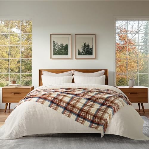 EverGrace Plaid Chenille Throw Blanket for Couch, Super Soft Cozy Decorative Fall Throw Blanket with Tassels for Bed Sofa Farmhouse Decor, Lightweight Harvest Plaid Throw Blanket for Autumn, 60"x80" - color: Plaid Harvest, size: 60"x80"