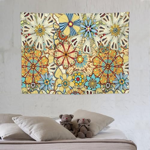 KANEPE Bohemian Tapestry Vintage Colorful Flowers Pattern Wall Hanging Tapestries Home Decor for Living Room Bedroom Apartments Farmhouse Dorm,40inx30in (102×76cm)【Small】 - color: Boho-14, size: 40Wx30L