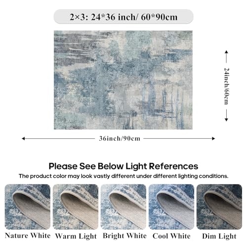Abstract Bath Mat 2x3 Rug Washable Non-Slip Small Rugs for Bathroom, Kitchen Sink - Soft Low-Pile Carpet Modern Doormat for Front of Entryway Home Decor 2x3 Blue - color: Blue, size: 2' x 3' (Rectangular)