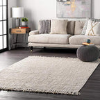 Nuloom Daniela Off-White, 6' Square, Handmade, Jute, Tassel, Soft and Textured, High Traffic, Stain Resistant, Easy Clean, Durable Area Rug for Bedroom, Living Room, Dining Space, Foyer, Entryway - color: Off White, size: 6' x 6' (Rectangular)