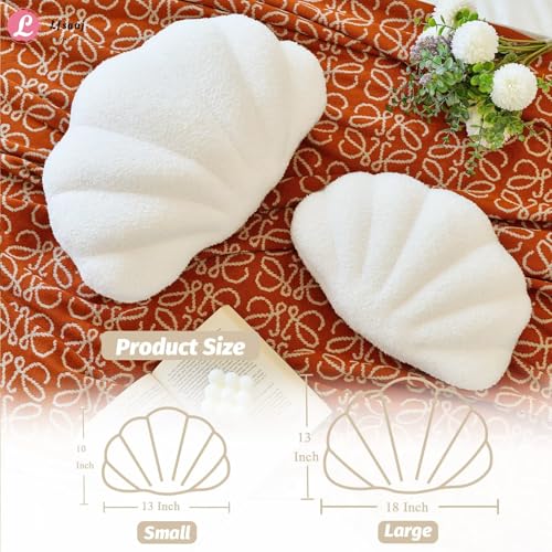 Lfsaaj Ivory Seashell Throw Pillows, Shell Shaped Throw Pillows, 13 Inch Soft Home Decorative Pillow Plush Cushion for Bed Couch Living Sofa Room Decor Accent Throw Pillow - color: Ivory, size: Small-13Inch