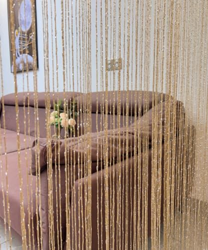 ave split Decorative Door String Curtain Wall Panel Fringe Window Room Divider Blind Divider Tassel Screen Home 100x200centimeter (Champagne18) - color: Champagne