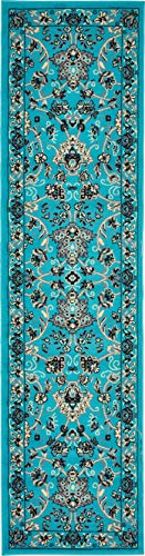 Unique Loom Sialk Hill Collection Area Rug - Washington (2' 2" x 8' 2" Runner Turquoise/Black) - color: Turquoise/Black, size: 2'2" x 8'2" (Runner)