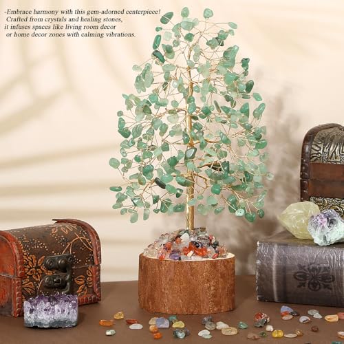 MAIBAOTA Green Aventurine Crystal Tree of Life Green Office Home Decor Good Luck Handmade Feng Shui Bonsai Tree Spiritual Gifts for Women - color: Green02