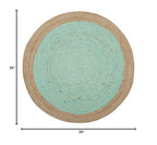 SAFAVIEH Area Rug 3' Round - Natural Fiber Collection - Aqua Blue & Natural Brown, Handmade Jute, Braided Border Design (NF801A) - color: Aqua/Natural, size: 3' (Round)