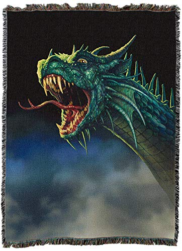 Pure Country Weavers Draco Rex Dragon Blanket by Ciruelo - Gift Fantasy Tapestry Throw Woven from Cotton - Made in the USA (72x54) - color: Draco Rex