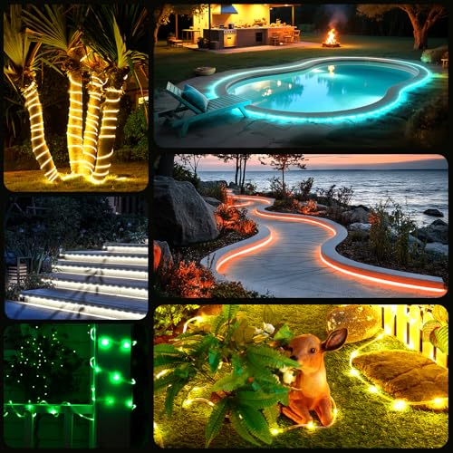 Minetom Color Changing Rope Lights Outdoor, 33FT 100 LED String Lights with Plug & Remote, Waterproof Christmas Light Outdoor Decoration, Twinkle LED Rope Light for Outside Indoor Bedroom,16 Colors - size: 33 FT Not Connectable