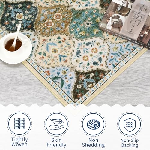 ROYHOME Small Rug Moroccan Trellis Washable Area Rug Doormat Stain Resistant Non-Slip Entryway Rug Distressed Floral Floor Carpet for Indoor Front Entrance Kitchen Bathroom, Beige/Taupe, 2' x 3' - color: Beige/Taupe, size: 2' x 3' (Rectangular)